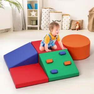 Foam Climbing Blocks for Toddlers and Preschoolers - Soft Climbing Indoor Set - Active Play Set for Climbing, Crawling, and Sliding, 5PCS