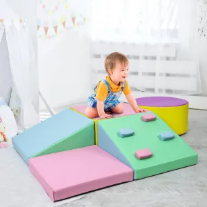 Foam Climbing Blocks for Toddlers and Preschoolers - Soft Climbing Indoor Set - Active Play Set for Climbing, Crawling, and Sliding, 5PCS