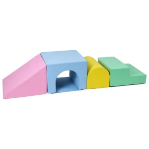 Foam Climbing Blocks for Toddlers and Preschoolers - Soft Climbing Indoor Set - Active Play Set for Climbing, Crawling, and Sliding, 4PCS