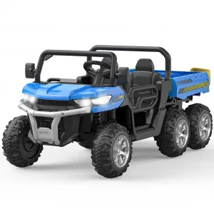 Ride - P Series: 2-Seater Ride on Car,6X6 24V Kids Ride On Dump Truck with Remote Control Electric Utility Vehicles UTV Battery Powered 6 Wheeler, for 3 years and up - Blue
