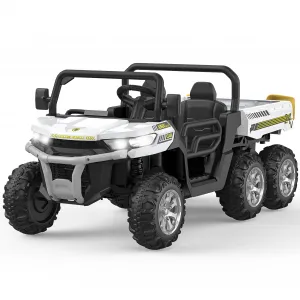 Ride - P Series: 2-Seater Ride on Car,6X6 24V Kids Ride On Dump Truck with Remote Control Electric Utility Vehicles UTV Battery Powered 6 Wheeler, for 3 years and up - White