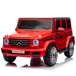 12V Kids Ride On Car, Licensed Mercedes-Benz G500 Electric Vehicles w/Parent Remote Control, 4xSpring Suspension, 3 Speeds, Rocking, LED Lights, Battery Powered Ride on Toy for Boys Girls, Red