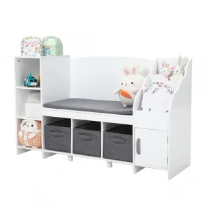 Kids Bookshelf with Reading Nook + Large Storage + Cushioned Seat + Premium Wood + Easy to Clean + Bedroom, Playroom