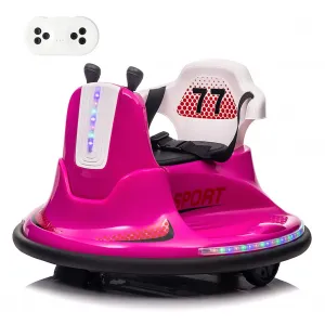 Kids Electric Bumper Car w/ Remote, Music, Lights, 360 Spin - Pink