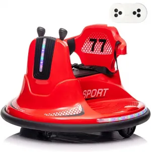 Kids Electric Bumper Car w/ Remote, Music, Lights, 360 Spin - Red