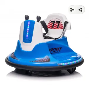 Kids Electric Bumper Car w/ Remote, Music, Lights, 360 Spin - Blue