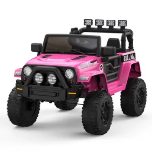 Ride - P Series: 12V Kids Ride On Truck Car w/Parent Remote Control, Spring Suspension, Led Lights,3 Speed Adjustable, Kids Gift for Boys and Girls - Rose
