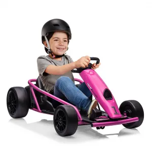 Ride G Series 24V Go Kart for Kids 8-12, 300W*2 Motors, 9Ah Battery, 8MPH Speed, Music, Horn, 175lbs Max Load - Pink