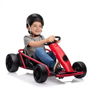 Ride G Series 24V Go Kart for Kids 8-12, 300W*2 Motors, 9Ah Battery, 8MPH Speed, Music, Horn, 175lbs Max Load - Red