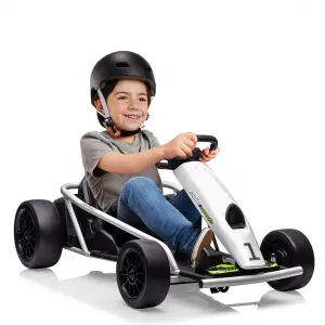 Ride G Series 24V Go Kart for Kids 8-12, 300W*2 Motors, 9Ah Battery, 8MPH Speed, Music, Horn, 175lbs Max Load - White