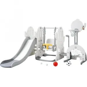 7-in-1 Toddler Slide and Swing Set - Freestanding Climber with Adjustable Swing, Basketball Hoop, Soccer Golf & Ring Toss | Indoor/Outdoor Playset for Ages 1-3