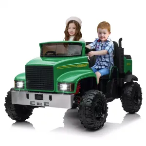 Ride - P Series: 24V Ride On Truck with Remote Control Electric UTV Vehicles with Dump Bed, 4WD Power 4x200W Motors,4xSpring Suspension, 3 Speeds, 2 Seater Kids Ride On Toys Best Gifts for Kids - Green