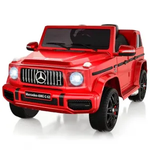 12V Kids Ride on Car, Licensed Mercedes Benz G63 Electric Car w/Remote Control, Music, Spring Suspension, LED Light, Bluetooth, Horn, AUX, Safety Lock Battery Powered Electric Vehicle - Red