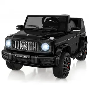 12V Kids Ride on Car, Licensed Mercedes Benz G63 Electric Car w/Remote Control, Music, Spring Suspension, LED Light, Bluetooth, Horn, AUX, Safety Lock Battery Powered Electric Vehicle - Black
