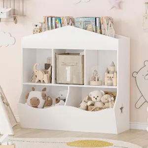 Kids Toy Storage Organizer Multifunctional Book Cabinet Wooden Bookshelf White
