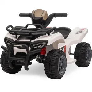 Kids ATV 4 Wheeler 6V Ride On Toy Car for Toddlers 18-48 Months White with Music, Wear-Resistant Wheels, 27.5"x16.5"x17.7"