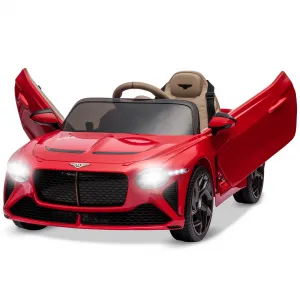 Kids Ride On Car, Licensed Bentley Bacalar 12V Electric Vehicles w/Parent Remote Control, Scissor Door, Suspension, 3 Speeds, LED Lights, Horn, Battery Powered Ride on Toy for Boys Girls - Red