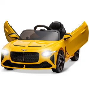 Kids Ride On Car, Licensed Bentley Bacalar 12V Electric Vehicles w/Parent Remote Control, Scissor Door, Suspension, 3 Speeds, LED Lights, Horn, Battery Powered Ride on Toy for Boys Girls - Yellow