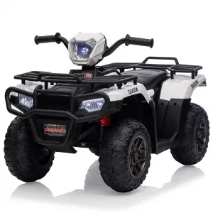 Ride - P Series: 12V Ride on Quad ATV for Kids, Electric Vehicle for Toddlers, High/Low 2.2mph Safety Speed for Child, Forward/Backward,LED Light, Music,USB for Boys Girls Gift-White