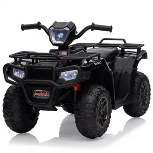 Ride - P Series: 12V Ride on Quad ATV for Kids, Electric Vehicle for Toddlers, High/Low 2.2mph Safety Speed for Child, Forward/Backward,LED Light, Music,USB for Boys Girls Gift- Balck
