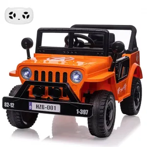 Ride - P Series: 12V Kids Ride On Truck Car, Electric Ride On Car with Remote Control, Spring Suspension, Various Speeds, LED Lights, Music, and Safety Belt, Electric Ride On Toys for Kids 3+ - Orange