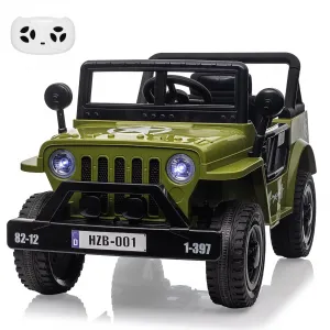 Ride - P Series: 12V Kids Ride On Truck Car, Remote Control, Spring Suspension, Multiple Speeds, LED Lights, Music, Safety Belt, Outdoor Adventure Toy for Kids 3+ Green