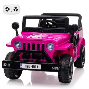 Ride - P Series: 12V Kids Ride On Truck Car, Electric Ride On Car with Remote Control, Spring Suspension, Various Speeds, LED Lights, Music, and Safety Belt, Electric Ride On Toys for Kids 3+ - Pink