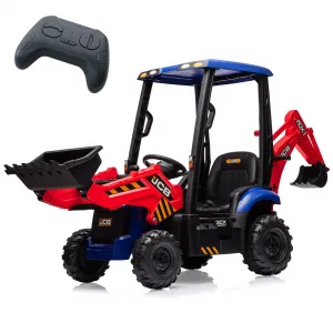 Ride - P Series: 4-in-1 Ride-On Tractor for Kids: Excavator, Bulldozer, Removable Tent, 12V Battery, Remote Control, Front Loader, Horn, EVA Tires - Red