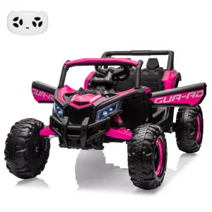Ride - P Series: 24V Ride-On UTV: Remote Control, 200W Motor, Spring Suspension, Music, LED Lights, for Boys & Girls - Rose
