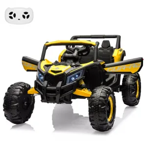 Ride - P Series: 24V Ride-On UTV: Remote Control, 200W Motor, Spring Suspension, Music, LED Lights, for Boys & Girls - Yellow
