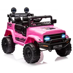Ride - P Series: 12V Power Wheel Electric Car for Kids, Ride on Toys with Led Lights Bluetooth, 3 Speeds, Spring Suspension - Pink