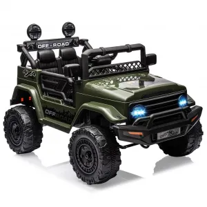 Ride - P Series: 12V Power Wheel Electric Car for Kids, Ride on Toys with Led Lights Bluetooth, 3 Speeds, Spring Suspension - Dark Green