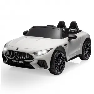 12V Mercedes-Benz SL63 Ride-On Car: Remote Control, 2x35W Motors, 3-8 MPH, LED Lights, MP3, USB, Bluetooth, for Ages 3-7 - White