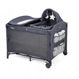 5-in-1 Pack and Play Baby Bedside Sleeper with Bassinet, Portable Crib, Diaper Changer, Playard and Hanging Toy, Nursery Center from Newborns to Toddlers - Deep Grey