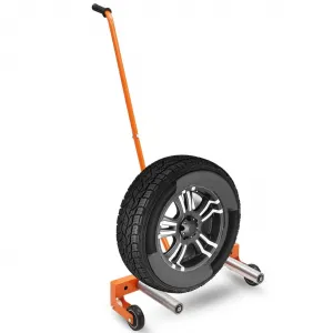 Tire Wheel Dolly, 330 LBS Adjustable Rolling Truck Tire Cart with 9.6in Rollers, 360° Rotation, Fits 6.5-24.5in Wide Tires for Workshop Garage, Orange