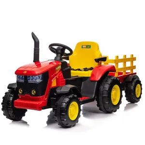 Ride - P Series: 12V Remote Control Tractor for Kids with 7-LED & Safety Belt - Red