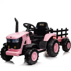 Ride - P Series: 12V Remote Control Tractor for Kids with 7-LED & Safety Belt - Pink
