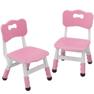 Set of 2 Kids Chairs in 3 Level Height Adjustable Design Suitable for Age 2-6 for Home Family Classroom Nursery Indoor Use, Pink