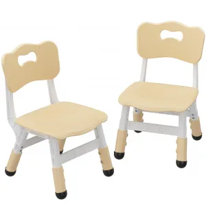 Set of 2 Kids Chairs in 3 Level Height Adjustable Design Suitable for Age 2-6 for Home Family Classroom Nursery Indoor Use, Natural