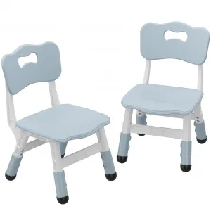 Set of 2 Kids Chairs in 3 Level Height Adjustable Design Suitable for Age 2-6 for Home Family Classroom Nursery Indoor Use, Grayish Blue