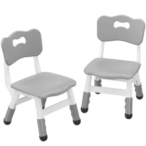 Set of 2 Kids Chairs in 3 Level Height Adjustable Design Suitable for Age 2-6 for Home Family Classroom Nursery Indoor Use, Grey