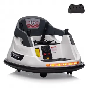 Ride - P Series: 12V Kids Bumper Car with Remote Control, LED Lights & 360 Degree Spin, Indoor and Outdoor Kids Toy for 18+ Months Kids - White