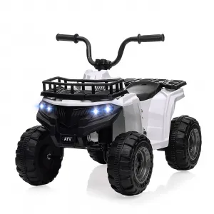 Ride - P Series: 12V Kids Ride On Electric Quad ATV, Ride Car Toy with Bluetooth Audio,High/Low Speed, LED Headlights, Battery Indicator & Radio Orange - White