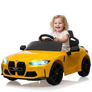 Ride - P Series: 12V Electric Ride On Car for 37-83 Months, w/RC,Licensed by BMW M4,Power Wheels for Boys Girls, with Suspension System,3 Speeds, Bluetooth, MP3, Double Door, LED Light - Yellow