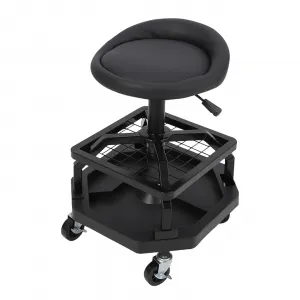 330LBS Rolling Shop Stool Heavy-Duty Mechanic Stool With Casters For Garage, Comfortable Support, Black