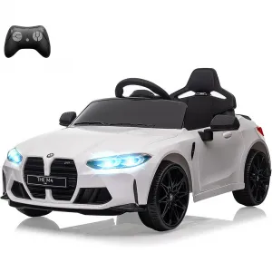 Ride - P Series: 12V Electric Ride On Car for 37-83 Months, w/RC,Licensed by BMW M4,Power Wheels for Boys Girls, with Suspension System,3 Speeds, Bluetooth, MP3, Double Door, LED Light - White