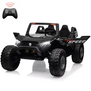 Ride - P Series: 24V 2-Seater Ride-On UTV: Remote Control, 4WD Motors, 21" Seats + Foldable Seat, 15.4" EVA Wheels, Music, LED Lights, 140lb Max Load - Black