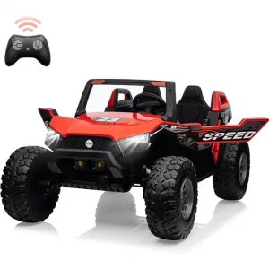 Ride - P Series: 24V 2-Seater Ride-On UTV: Remote Control, 4WD Motors, 21" Seats + Foldable Seat, 15.4" EVA Wheels, Music, LED Lights, 140lb Max Load - Red