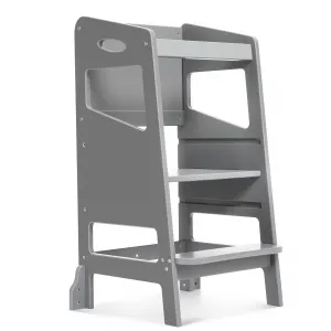 Toddler Kitchen Stool Tower, Step Stool for Kids, Height Adjustable Stool Helper With Safety Rail, Toddler Tower for Learning New Skills，Toddlers Stool Helper for Counter & Sink, Chalkboard, Anti-Slip