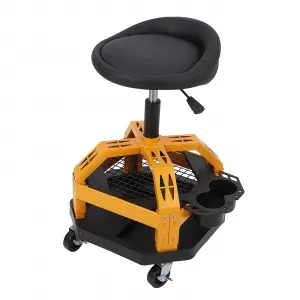 330LBS Rolling Shop Stool for Garage - Heavy-Duty Mechanic Stool, Ease to Move with 360° Universal Casters, Engineering Design, High-Storage